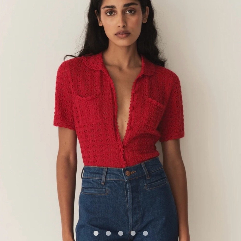 Doen Gloriana knit top in Wild Cherry size S